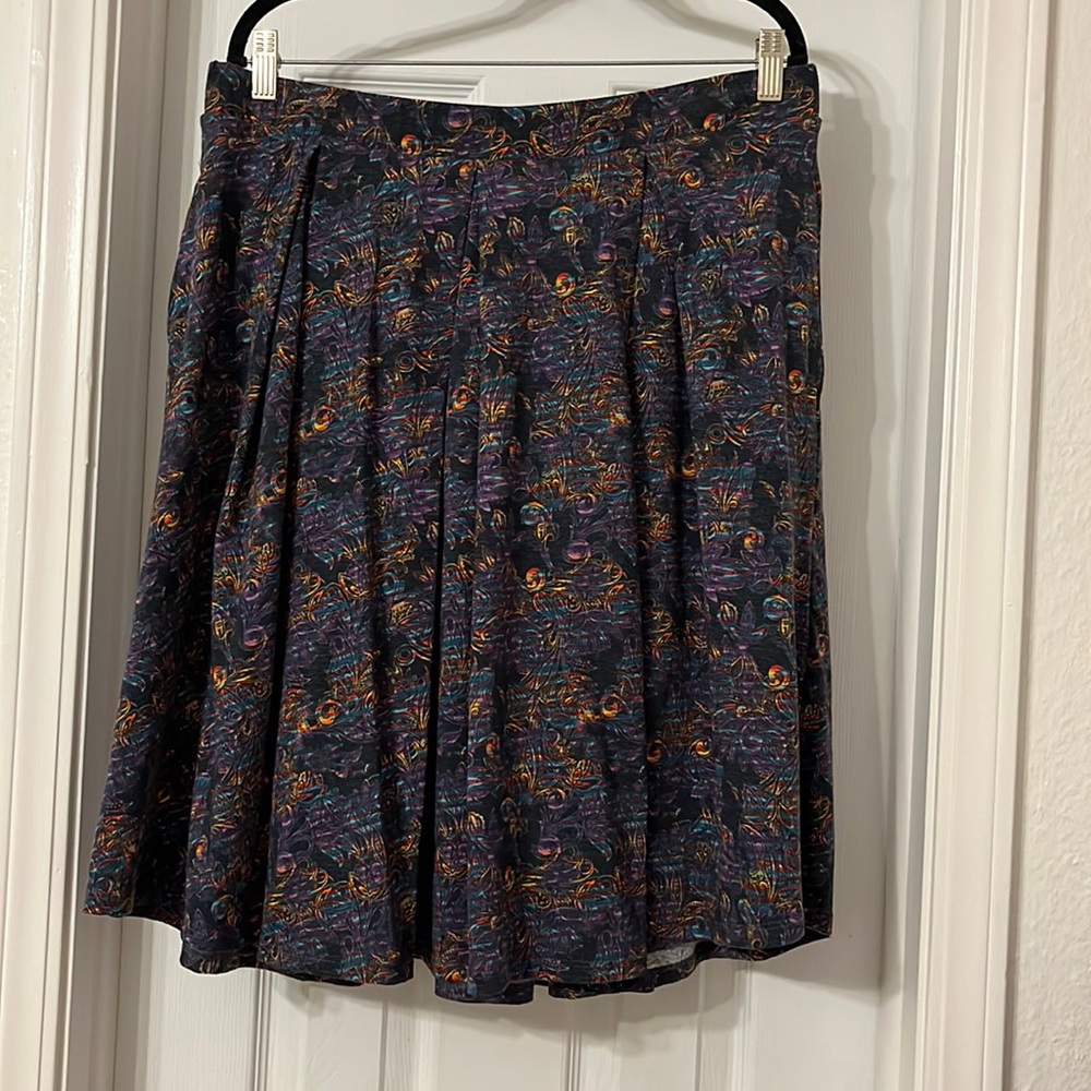LulaRoe Madison Skirt Size 2X Black Purple Gold
